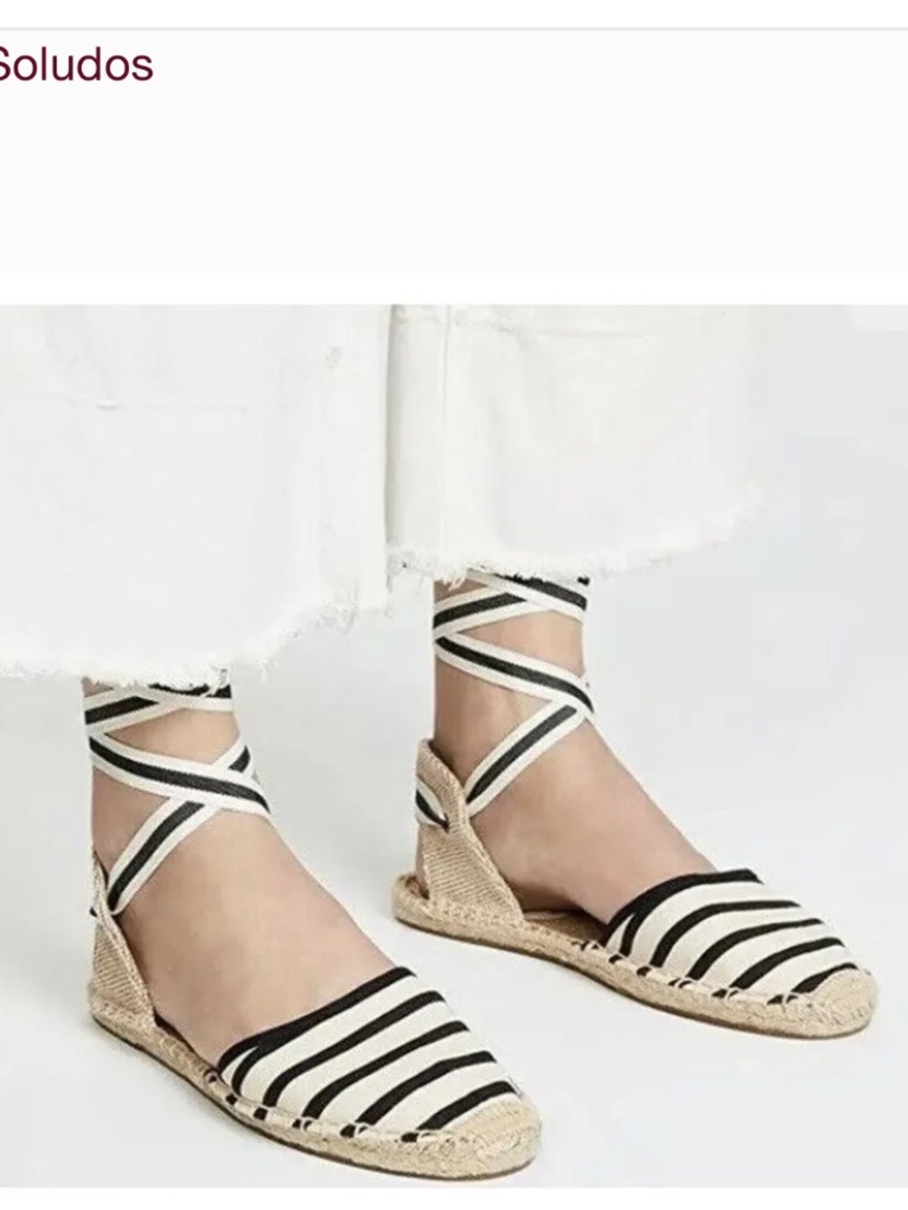 SOLUDOS Black and white ankle tie espadrilles